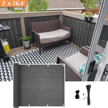 AEREY Schermo Privacy Per Balcone 90x650 Cm – Tenda Paravento Antracite Con Fissaggi Per Terrazzo E Piscina