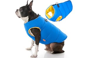 Gooby Padded Vest Dog Jacket - Solid Blue, X-Large - Warm Zip Up Vest Fleece Jacket with Dual D Ring Leash - Water Resistant Sweater - Clothes for Small and Medium Dogs