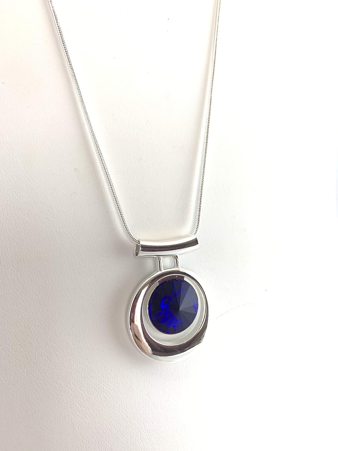 Sapphire Blue Crystal Pendant Necklace Handmade
