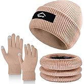 Winter Beanie Hats Scarf Gloves Set Slouchy Beanies Hat Knit Skull Cap Thick Neck Warmer for Men Women