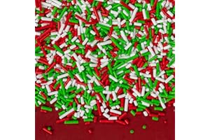 SUGARZY Christmas Sprinkles for Cake Decorating,100g White Red and Green Jimmies Mix,Edible Sugar Holiday sprinkle for Cupcake Toppers, Cookie, Ice Cream Decorations Christmas Party