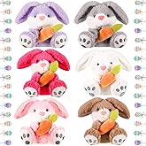 Simgoing 6 Pack Easter Plush Bunny 5.3 Inch Easter Stuffed Sitting Lop Eared Rabbit with Carrot Soft Lovely for Kids Baby Boys Girls Easter Basket Stuffers Animal Birthday Parties