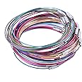 KONMAY Adjustable Wire Bracelets, 50pcs 9.6'' Mixed Stainless Steel Bracelet Bangles with Wire Ends, Key Ring Loop Holders for Wire Bracelets, Luggage Tags,Keys Organizing,ID Tag Keepers, Key Fobs