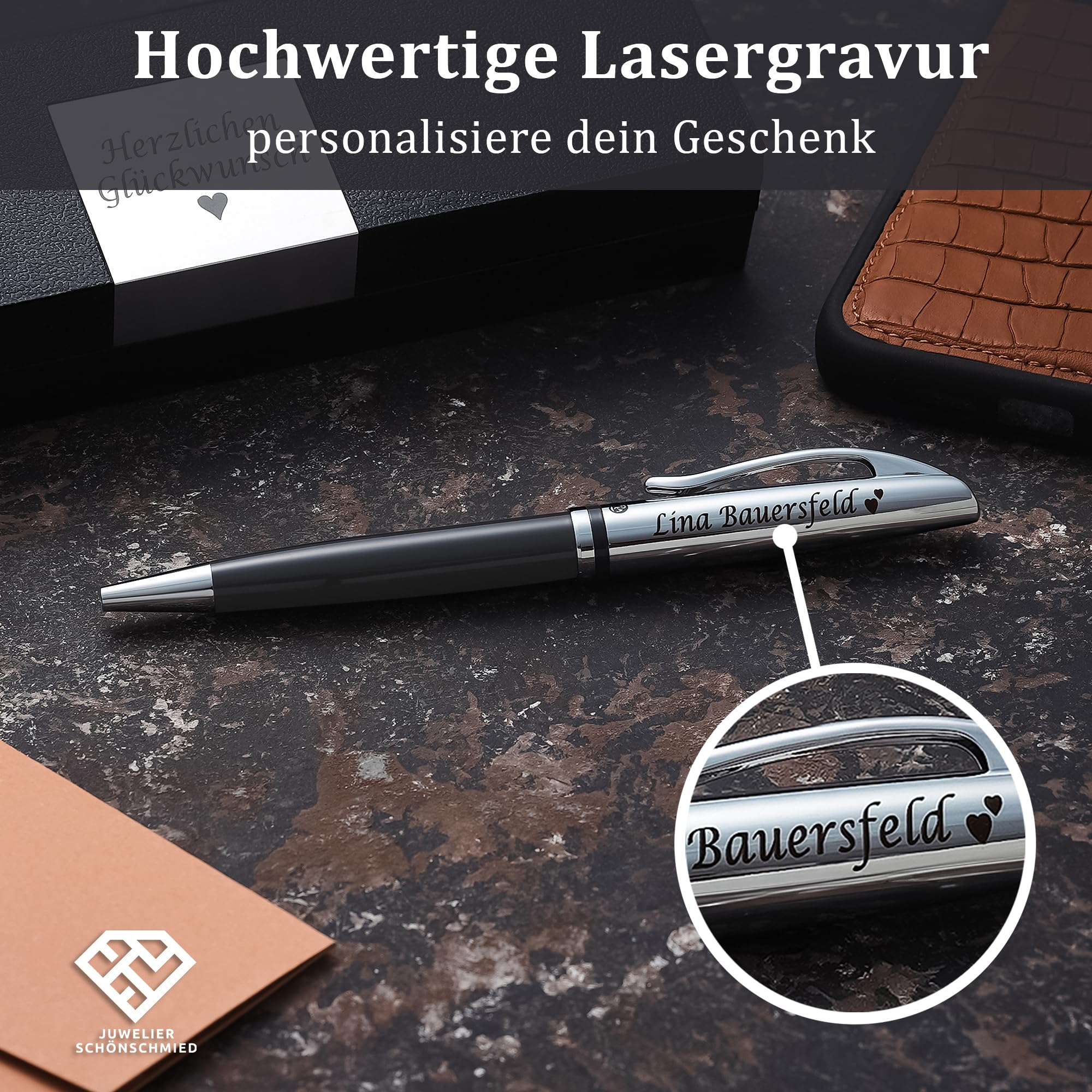 PeIikan Kugelschreiber mit Gravur als Geschenk & Symbol mit Geschenkverpackung Jazz Classic Warmgrau PS18 - mit Jetzt anpassen direkt online gestalten ! 8