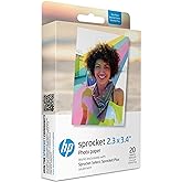 HP Sprocket 2.3 x 3.4" Premium Zink Sticky Back Photo Paper (20 Sheets) Compatible with HP Sprocket Select and Plus Printers