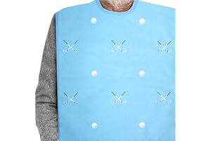 Classy Pal, Adult Bibs for Men, Dress ‘n Dine™ Clothing Protectors for Eating, Senior Adult Bib Terry Cloth Crumb Catcher, Embroidered Design, Waterproof, Reusable, Washable (Golf)