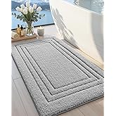 DEXI Bath Mats Bathroom Rug, 36x24 Large Non Slip Bathroom Rugs Washable, Absorbent Bathmat Quick Dry for Shower Floor Sink, Light Grey