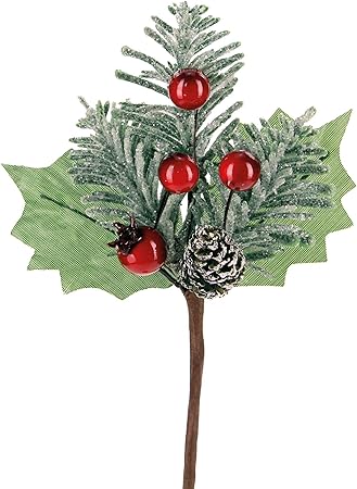 Agrifoglio Decorazioni Natalizie.Stefanazzi 10 Pezzi Lunghezza 17 Cm Pick Di Agrifoglio Pino Ghiacciato E Bacche Rosse Per Natale Fai Da Te Decorazioni Per Albero Di Natale Rami Decorativi Per Ghirlanda Centrotavola Amazon It Casa E