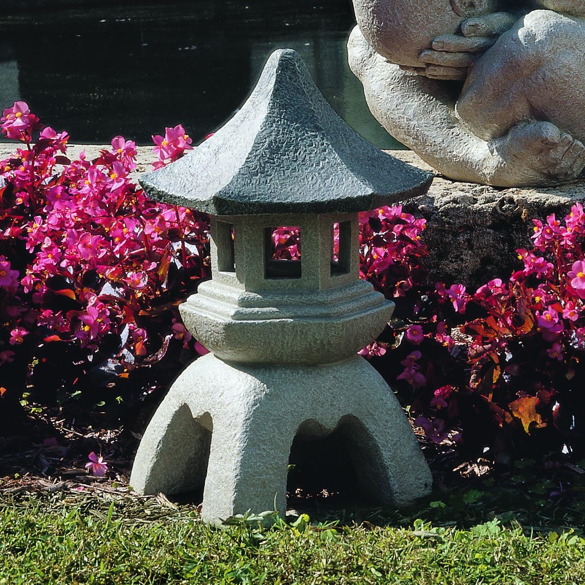 Design Toscano NG29870 Asian Decor Pagoda Lantern Outdoor Statue, Large 17 Inch, Polyresin, Two Tone Stone Finish : Toscano Pagoda Lantern : Garden & Outdoor