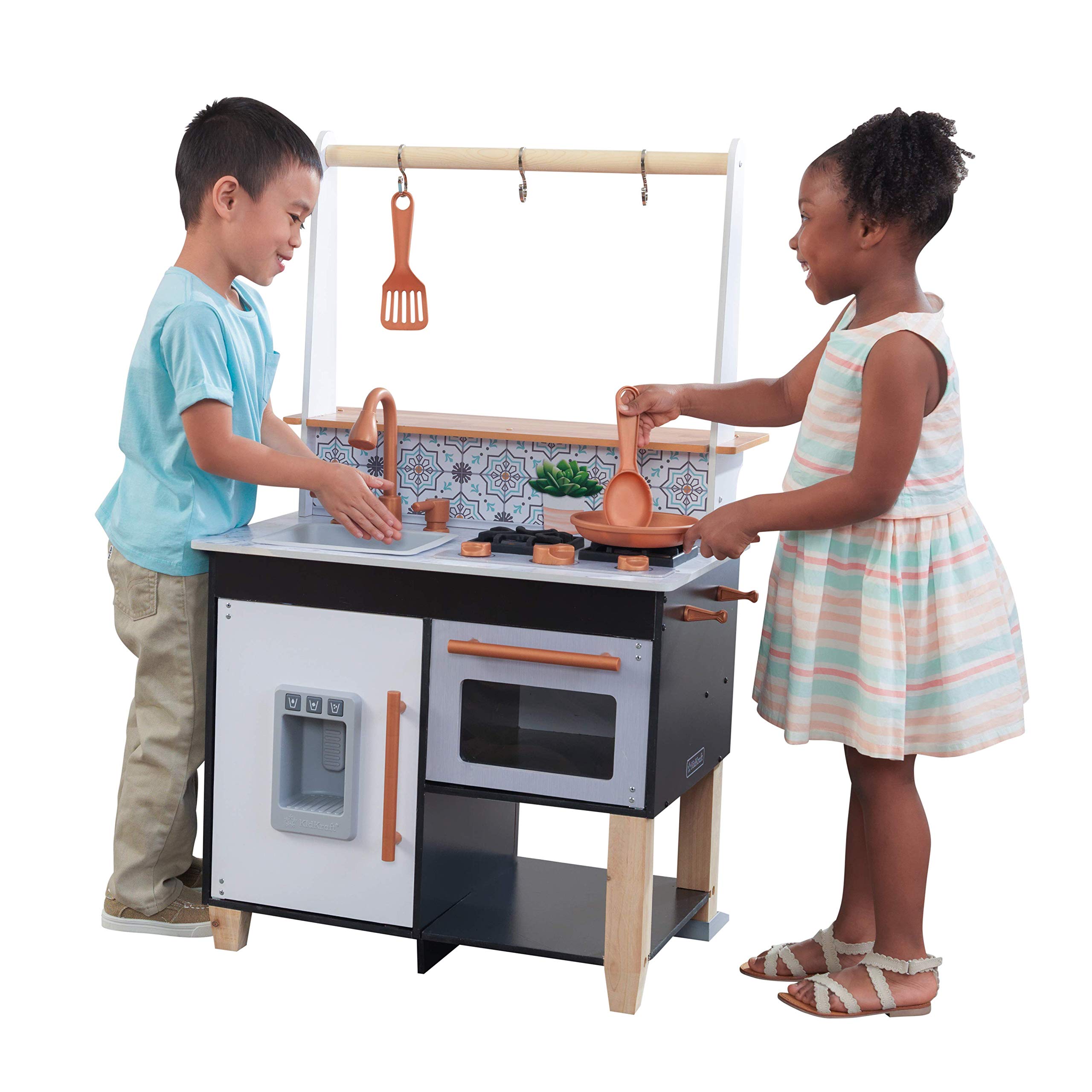 KidKraft Artisan Island Play Kitchen for Kids, Wooden Toy Kitchen with Kitchen Accessories included, Kids' Kitchen set with Working Ice Maker, Toddler Toys, Kids' Toys, 53441