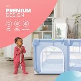 Kidoola Baby Playpen with Padded Frame and Mesh Walls 127x127x65cm Blue view 3