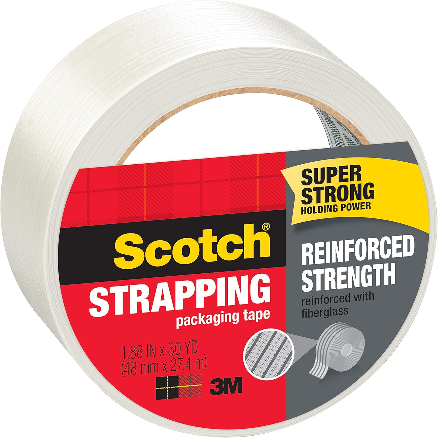 Scotch Brand Strapping Tape, 1.88 x 30 Yards (8950-30), Clear/White : Packing Tape : Office Products