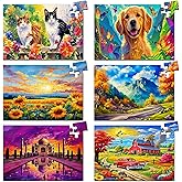 6 Pack 36-Piece Large Jigsaw Puzzles Easy Dementia Alzheimer Products Dementia Activities Memory Training Game for Alzheimer's Patients in Nursing Home Gift (Style 2)