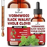 DEDICAD 12in1 Wormwood Liquid Drops Added Black Walnut, Whole Cloves and 9 More Herbs - 2 Fl Oz - 60 Days Supply - Mint Flavor