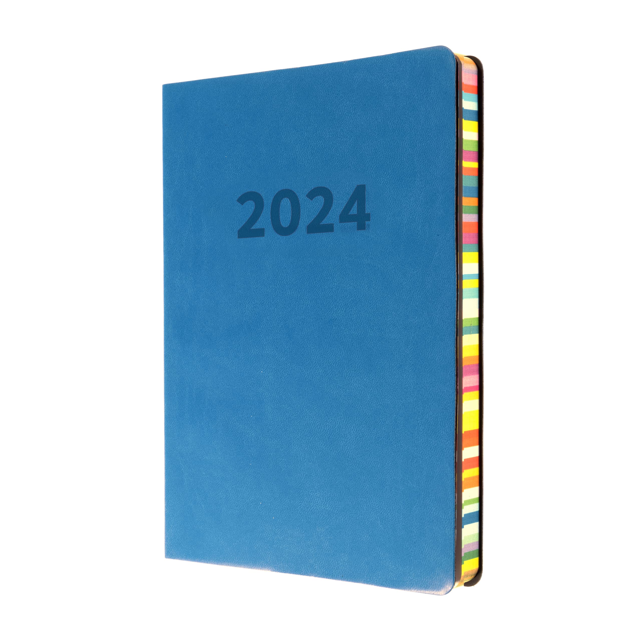 Collins Debden Edge Rainbow 2024 Diary A5 Week to View Planner - Lifestyle and Organiser for Office, Work, Personal Home January December Weekly Light Blue ED153.U57-24