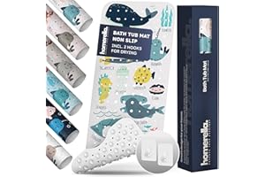 Bath Tub Mat Non Slip Anti Mold for Kids BPA Free INCL Hooks - homerella® Ocean Sea Animals 40x16, Baby Bath Mat Non Slip 200 Suction Cups, Non Toxic Machine Washable Toddler Bath Mat, EU Certified