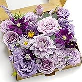 Piklado Artificial Flower Purple Combo Box Set Fake Rose Dahlia for DIY Wedding Center Bouquet Bride Baby Shower Party Tables Decoration Floral Arrangements.