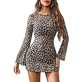 Avidlove Women's Mesh Dress Backless Bell Sleeve Party Clubwear Mini Bodycon Dresses