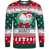 Nickelodeon Men's Ugly Christmas Sweater - Spongebob, Rugrats Crewneck Pullover Novelty Holiday Sweaters for Men, Sizes: S-XL