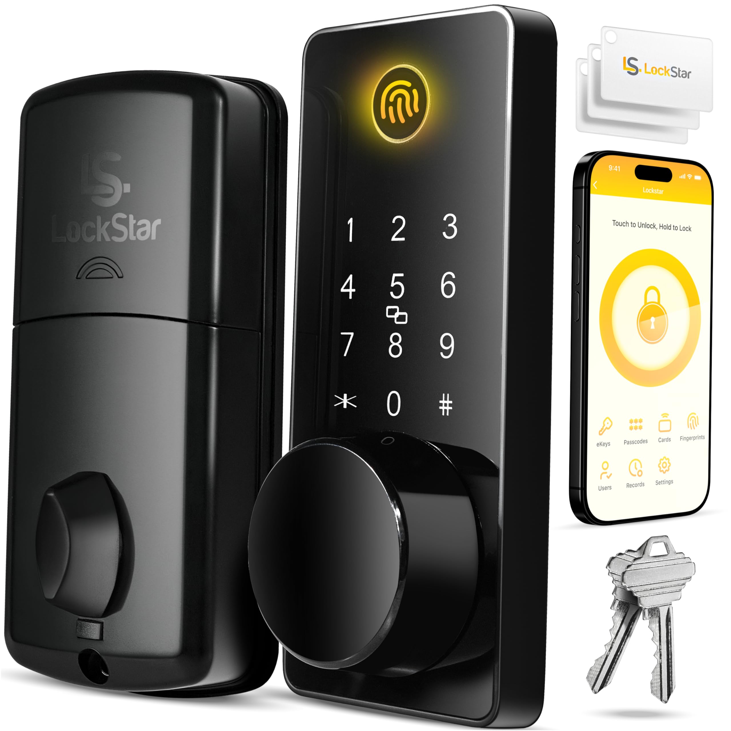 Photo 1 of LOCKSTAR® Smart Door Lock • Keyless Entry Deadbolt Door Lock • Multiple Entry Methods – APP • Fingerprint Touch ID • Keypad Code • Card FOB • Traditional Key • Smart Home Devices