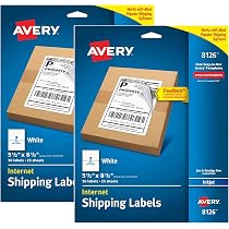Amazon.com : Avery Printable Shipping Labels, 5.5" x 8.5", White, 50 per  Pack, 2 Packs, 100 Blank Mailing Labels (8126) : Office Products