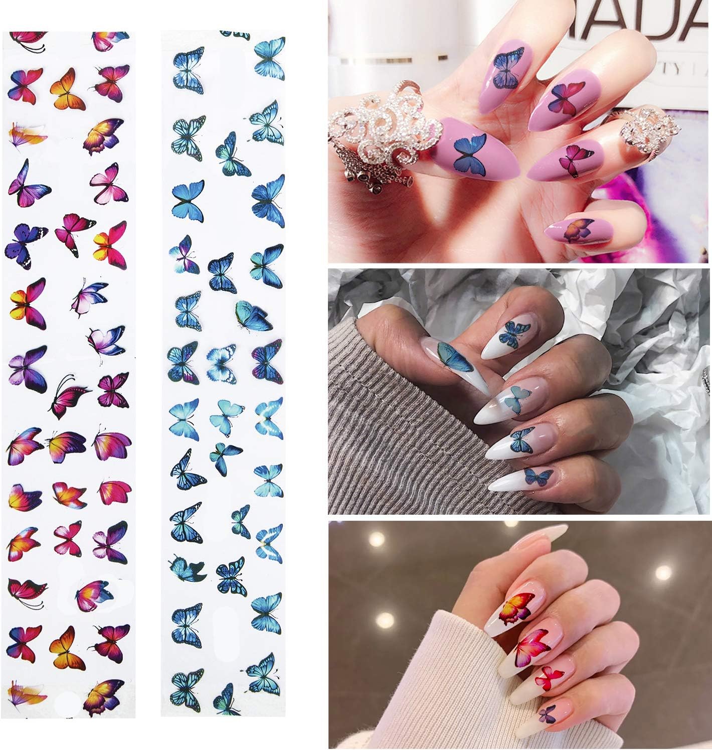 Butterfly Nail Art Foil Transfer Decals, 10 Sheets Butterfly Foil Nail Art Decals Adhesive Decals Starry Manicure Transfer Nail Art Decals DIY Decoration Kit (Green): Arts, Crafts & Sewing