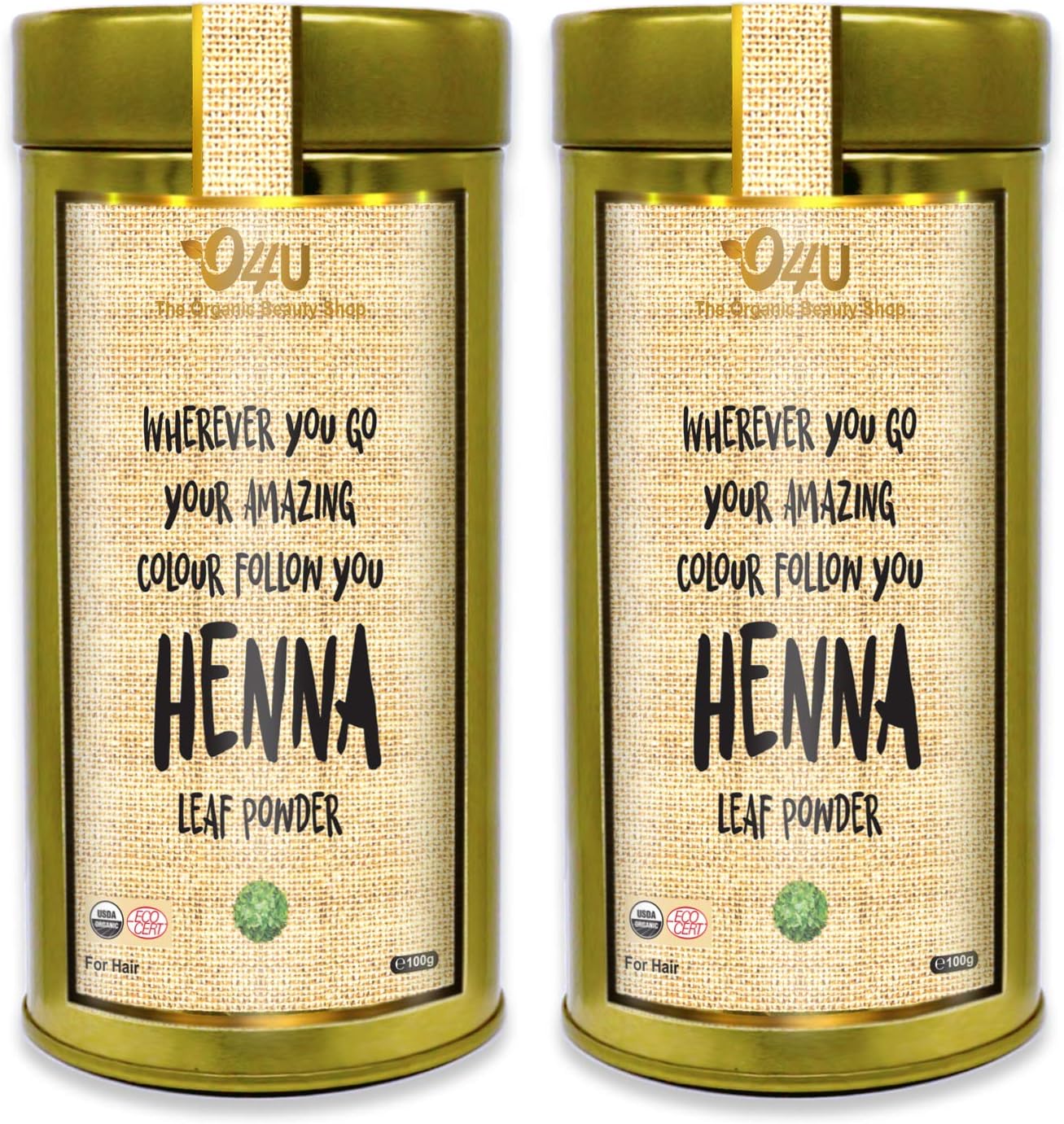 O4U Shop Natural Organic Henna Powder for Hair and Beard (200 g) -Set of 2