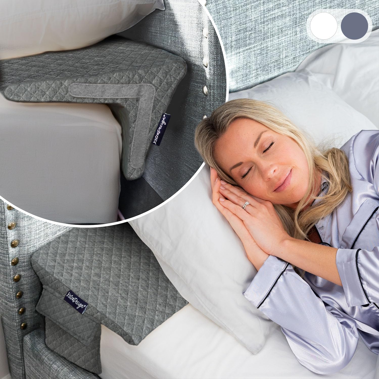Photo 1 of XetraDesign Bed Wedge Pillow for Headboard Gap Up to 7", Triangle Gap Filler for Bed, Mattress Wedge Gap Filler, Headboard Space Filler, Corner Pillow, Grey King 76"