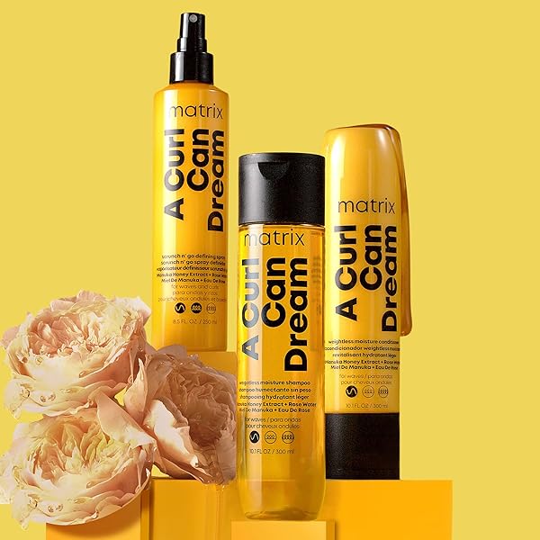 MATRIX A CURL CAN DREAM WEIGHTLESS MOISTURE SHAMPOO | FOR WAVY HAIR | ALL DAY FRIZZ CONTROL | WITH MANUKA HONEY EXTRACT AND ROSE WATER | SILICONE FREE | LUXURY SALON SHAMPOO