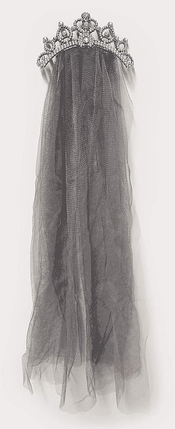 Amazon Com Plastic Tiara With Veil For Day Of The Dead Costume