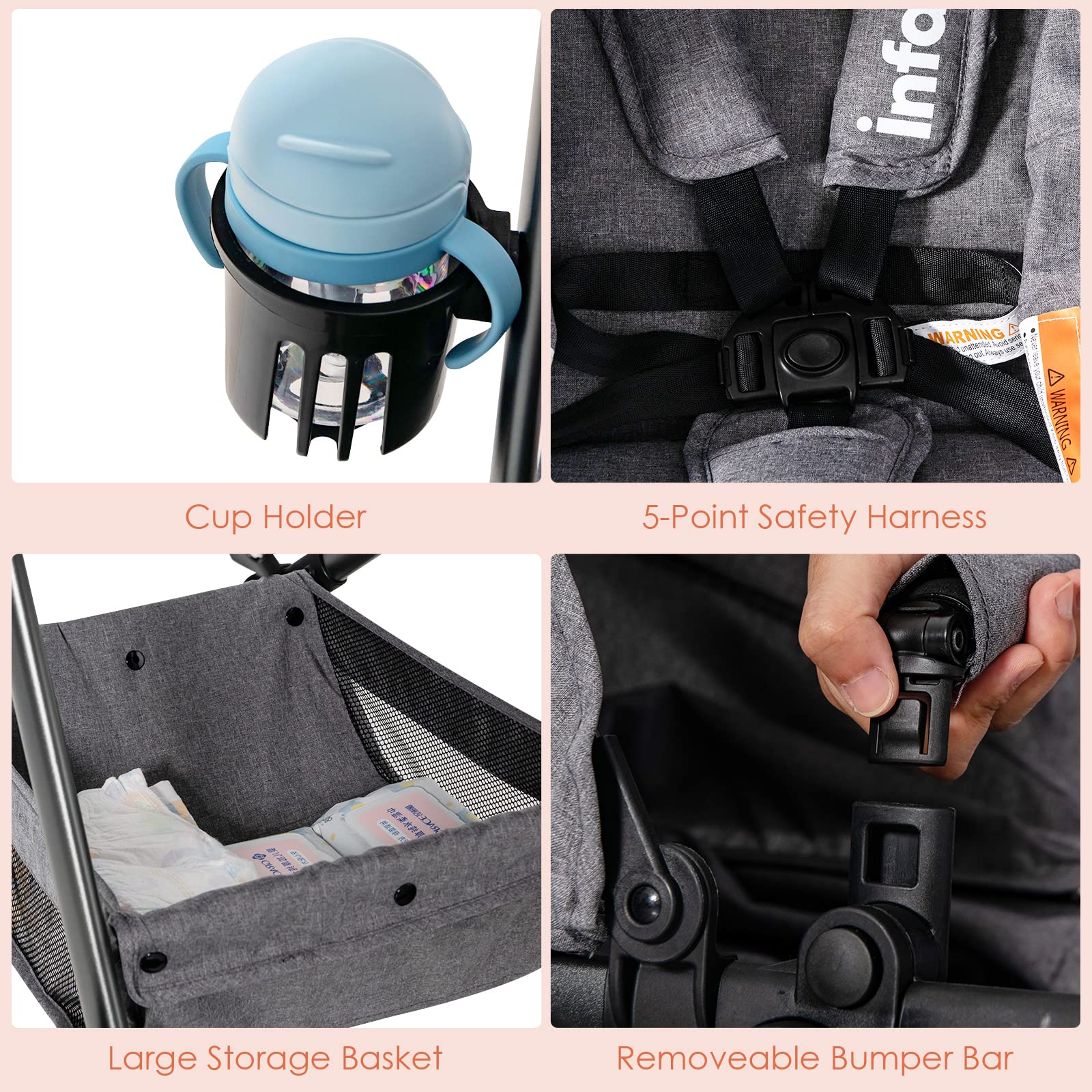 INFANS 2 in 1 High Landscape Convertible Baby Stroller, Newborn