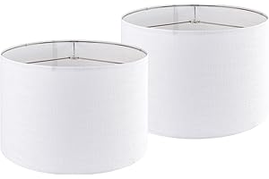 JERHOUS Large Lamp Shade Set of 2 White Drum Lampshade 16×16×11IN(Spider) Modern lampshade for Table & Floor Lamp - Replacement Lampshade