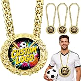 Custom Turnover Chain MVP Award Necklace 6&rdquo; Big Gold Medal Champion Chain | Personalized Trophy Necklace Champion Chain for Football, Basketball, Soccer, Fantasy League Trophy, Athlete Prize Gift