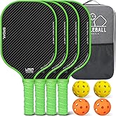 BAGAIL Pickleball Paddles, USAPA Approved Fiberglass Surface Pickleball Set, Lightweight Pickle Ball Rackets with 4 Balls, 1 Bag, Designed in California for Traction and Stability