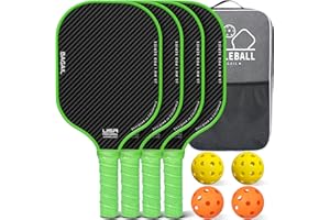 BAGAIL Pickleball Paddles, USAPA Approved Fiberglass Surface Pickleball Set, Lightweight Pickle Ball Rackets with 4 Balls, 1 Bag, Designed in California for Traction and Stability