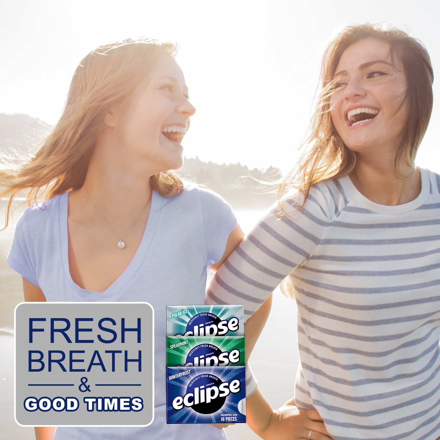 ECLIPSE Gum Sugarfree Chewing Gum Three Flavor Variety Pack, 18Count