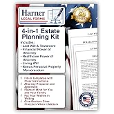 4-in-1 Estate Planning Kit &ndash; Last Will &amp; Testament + Financial POA + Healthcare POA + Living Will &ndash; Attorney-Drafted Templates with Instructions