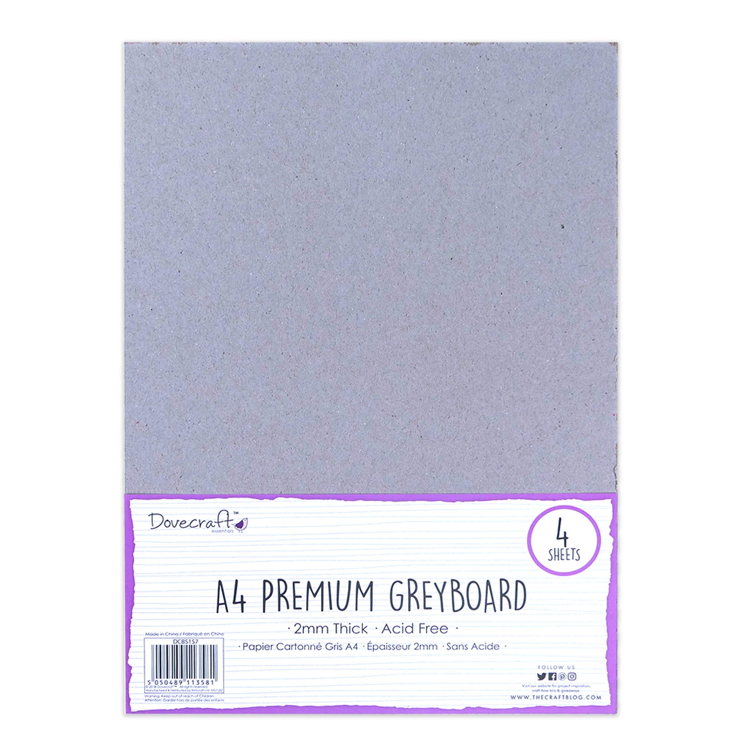 Dovecraft DCBS157 Essentials A4 Grey Board, Multi Colour, 1
