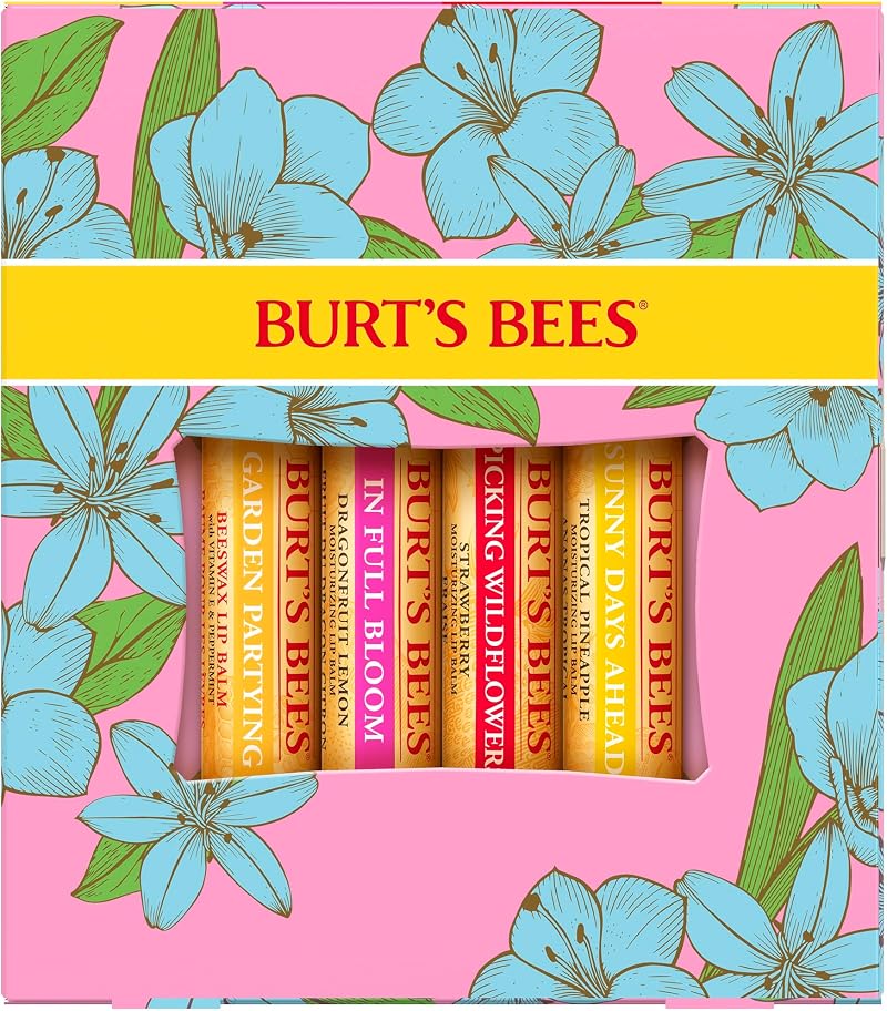 Burt's Bees Lip Balm Gift Set Beeswax Strawberry Tropical Pineapple Dragonfruit