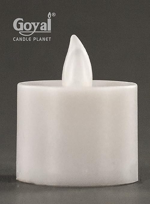 Goyal Plastic Battery Operated LED Tealight White Candless Flameless Heatless No Heat Candle