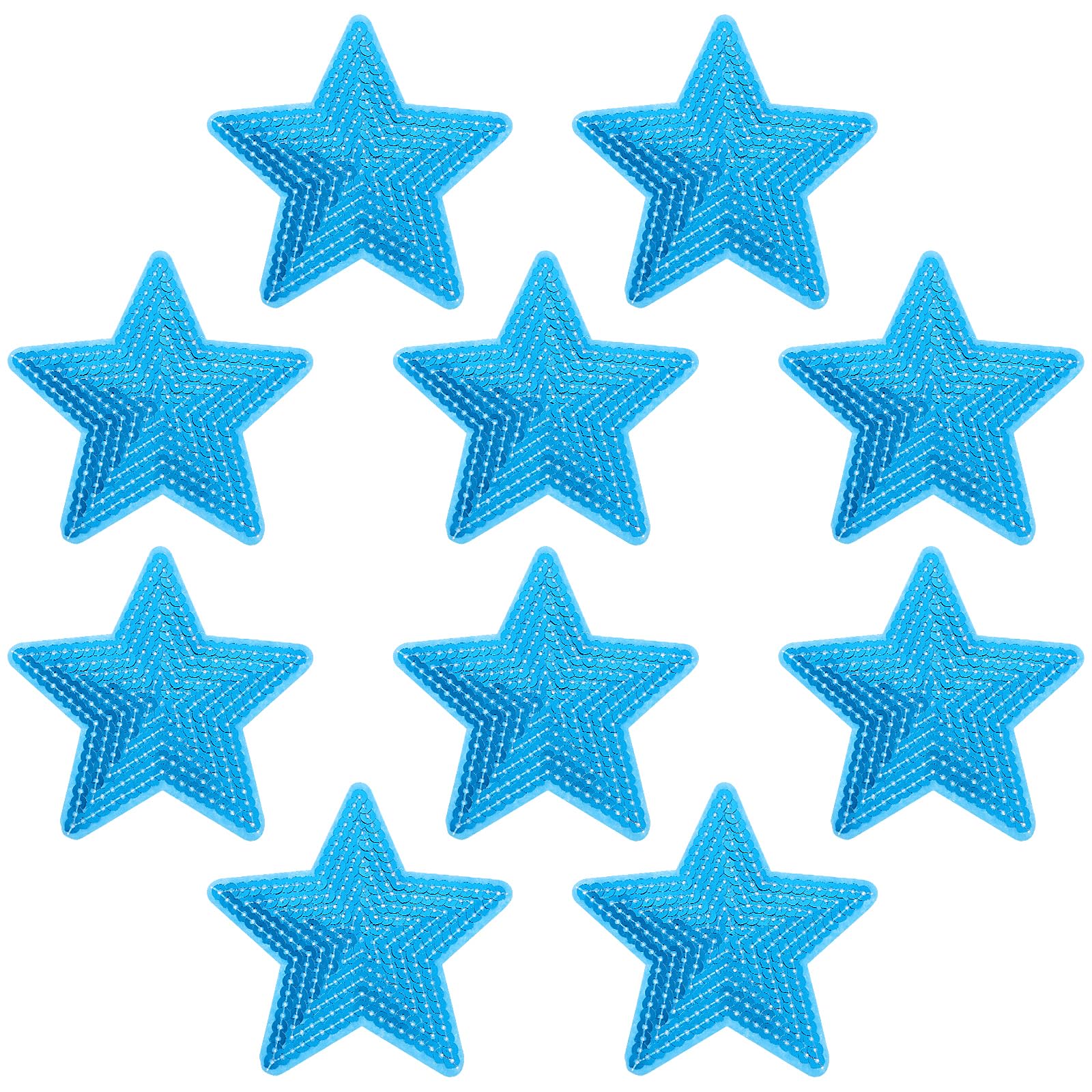 Photo 1 of 10 Pc Star Iron on Patch: 3.5Inch Blue Embroidered Star Patches for Clothes Hats Jackets Backpacks