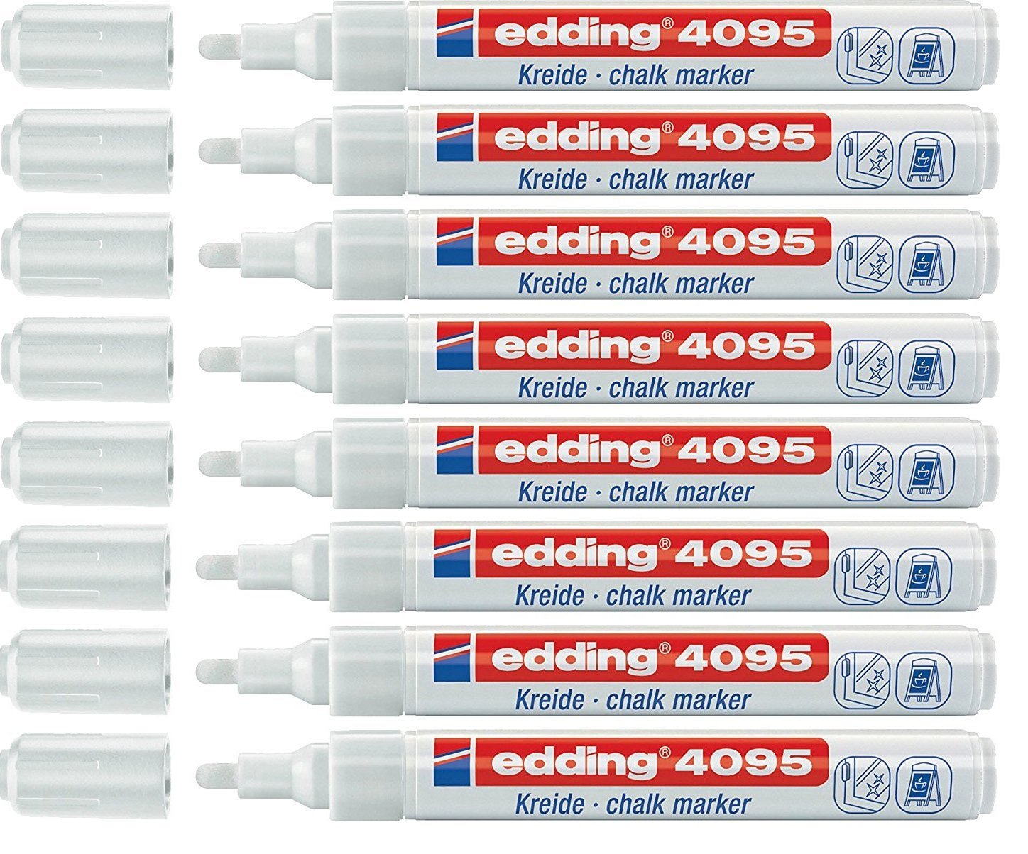Edding 4090 4095 Window Chalk Marker, 2-3 mm, White, 8