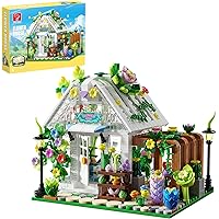 TYCOLE Flower House Building Set with Lights,Garden House Building Toy Kits,Creative Greenhouse Building Playset,Christmas Bi