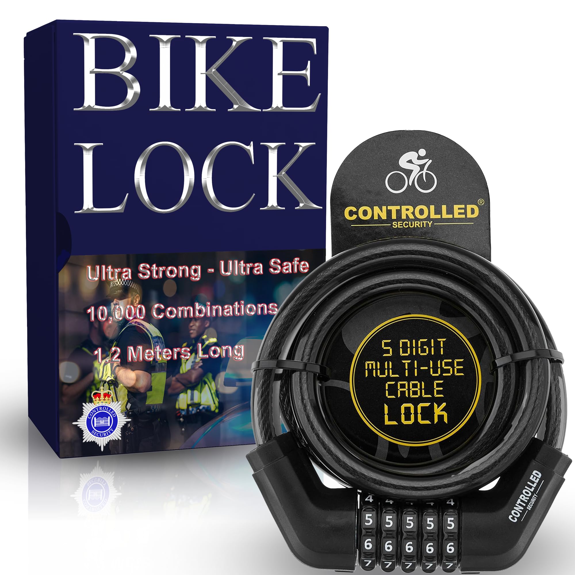 High-Security Bicycle Chain Lock - Durable Anti-Theft Cycle Lock with Easy-to-Use 5-Digit Code - Ideal for E-Bikes, Scooters & Prams