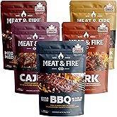 BBQ Spices and Rubs Gift Set with a Gold Foil Embossed Gift Box – Meat & Fire Co., 5 Gourmet Seasonings: Montreal Steak, Medi