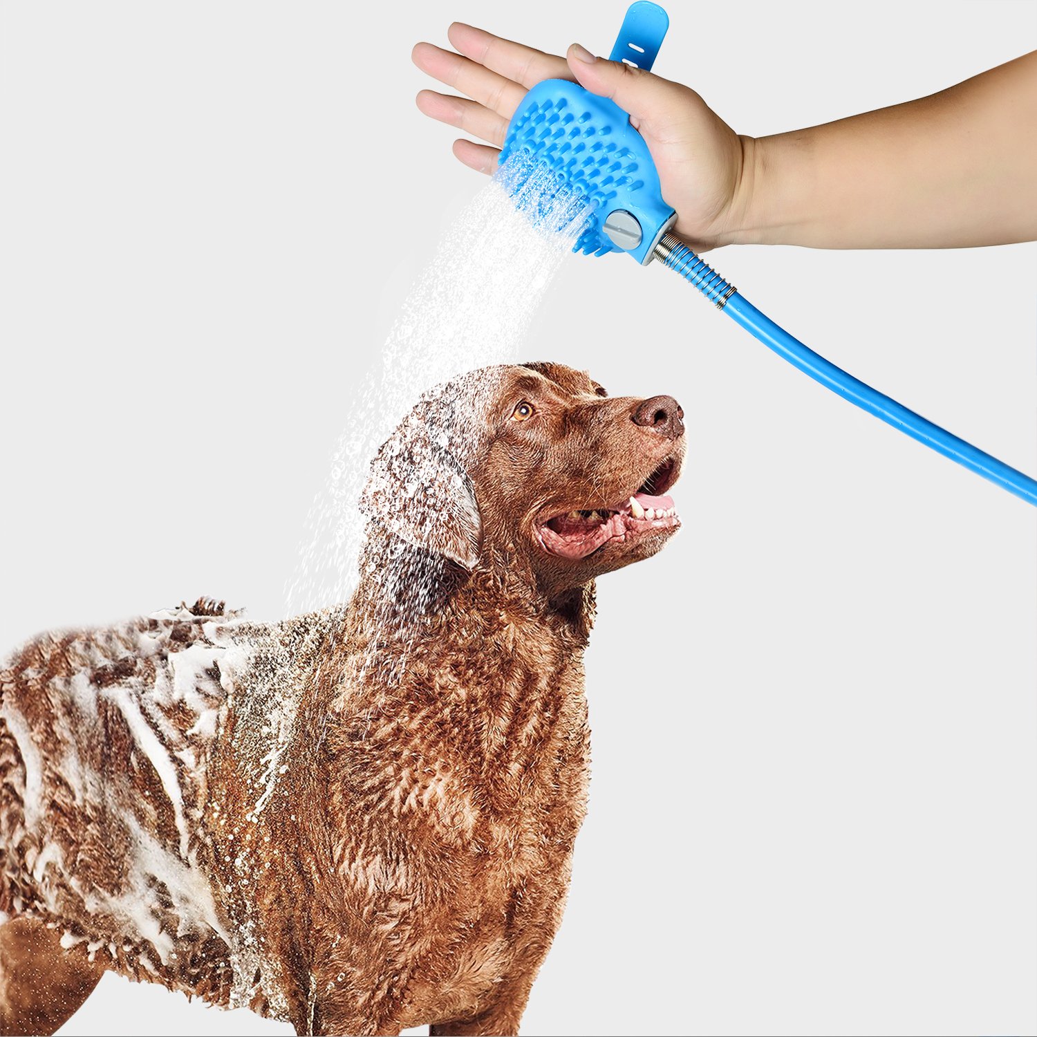 MABOLON Pet Shower Sprayer-Pet Bathing Tool for Dog, Multi-Functional Combination Shower Sprayer and Scrubber with Massage Glove, Indoor and Outdoor Use