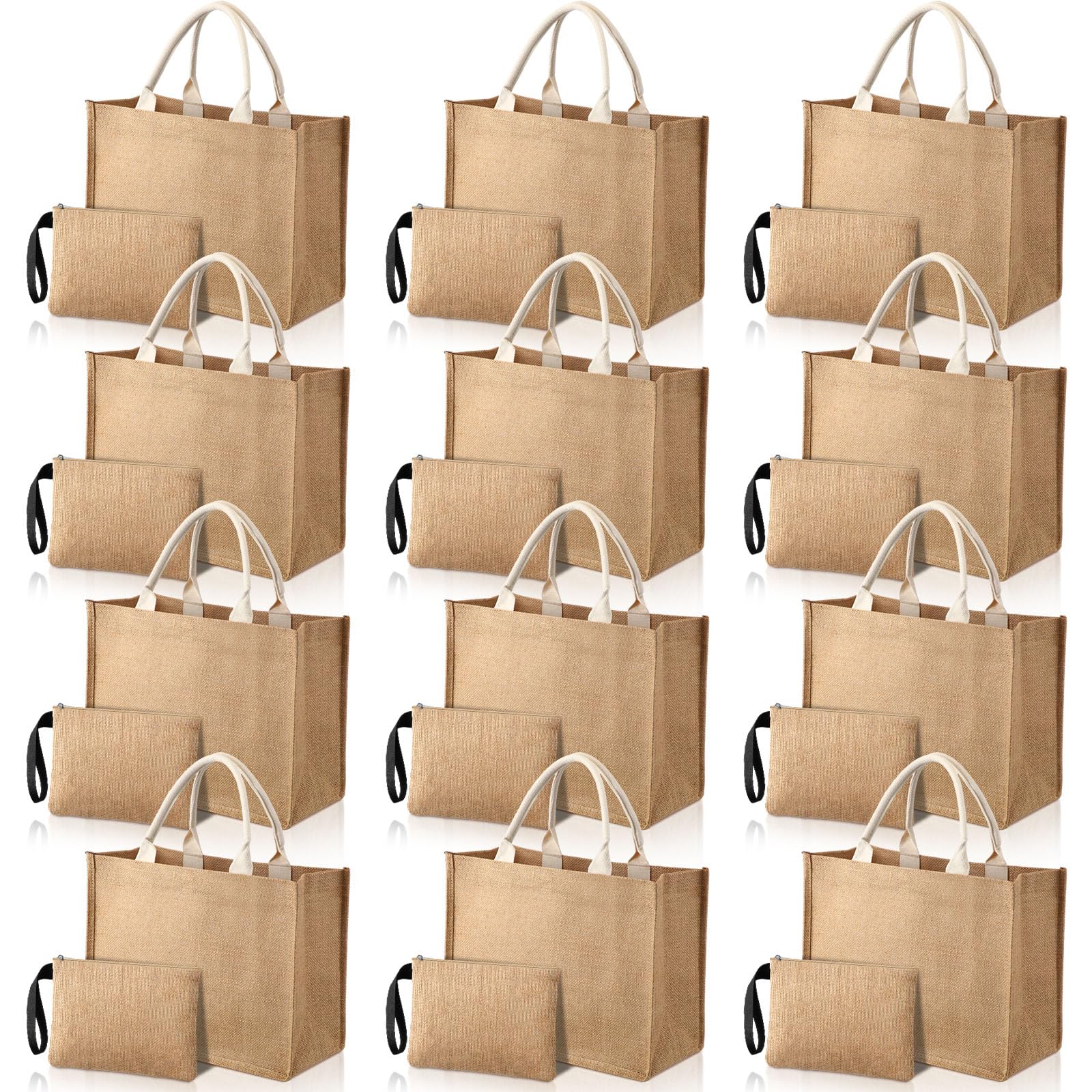 Photo 1 of Silkfly 24 Pcs Burlap Tote Bags Bulk with Handle Reusable Jute Gift Tote Bags and Makeup Bag for Women Bridesmaid, Wedding