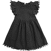 Cabahata Toddler Girls Lace Dress Pom Pom Ruffle Sleeve Kids Party Birthday Princess Dresses for Age 12 Months-5 Years