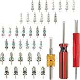 39 PCS Air Conditioning Valve Core Accessories Kit, Schrader Valve Tool | R12 R134a Tire Valve Stem Cores with Single &amp; Dual Heads Valve Core Remover Installer Tool, HVAC System Seal Caps Kit