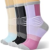 IRAMY Compression Ankle Support Crew Socks Women Moisture Wicking Plantar Fasciitis Relief Hiking Socks 3 Pairs